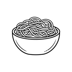Black and White Illustration of Noodles in a Bowl