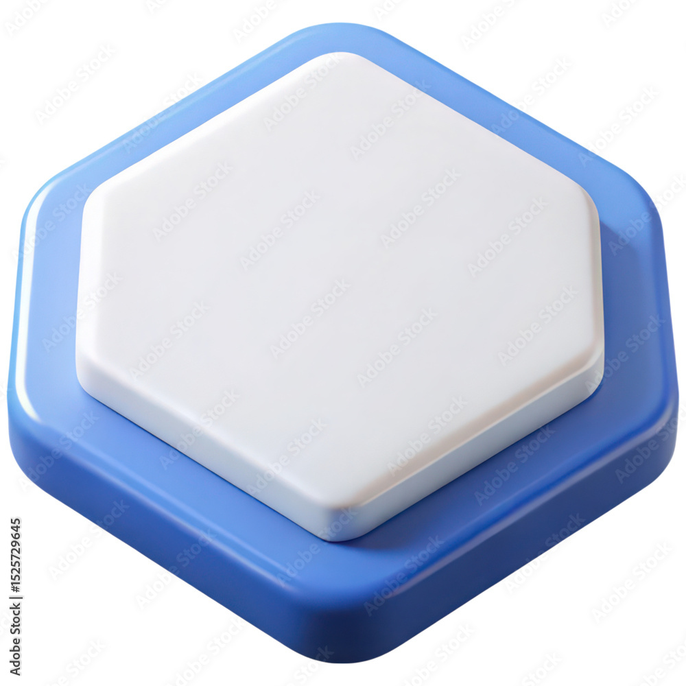 Aufkleber blue and white hexagon button on transparent background for modern ui and web design elements