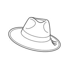 Simple Line Drawing of a Fedora Hat