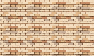 Fototapeta premium A detailed seamless background illustrating a classic brick wall in shades of brown, tan, and beige