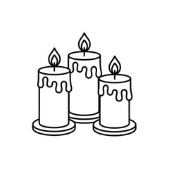 Three Lit Candles on Holders