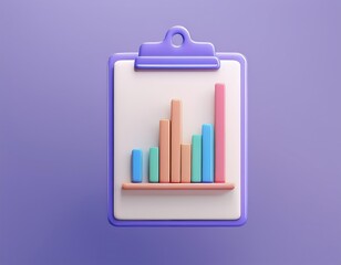 3D colorful bar graph on a clipboard