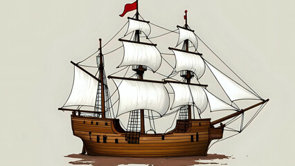 pirate ship on a white background