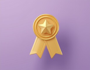 3D golden star shaped award with a ribbon