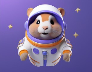 3D hamster in a spacesuit floats in a starry expanse
