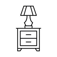 Nightstand with Lamp Outline Illustration