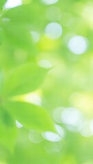 Obraz premium Vibrant Green Leaves, Nature's Serenity, Lush Foliage, Bokeh Background, Soft Focus Photography