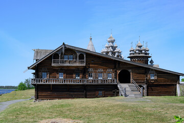 Historical wooden house built by merchant in the second half of the 19th century on Kizhi Island in Karelia

