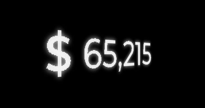 
Counting digital numbers increasing from 0 to 1,000,000 with a dollar symbol icon on a black background.