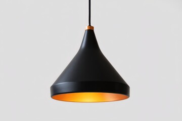 Fototapeta premium Hanging black pendant lamp with golden interior