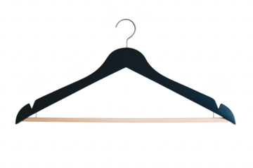 Wooden clothes hanger with natural bar isolated on transparent background