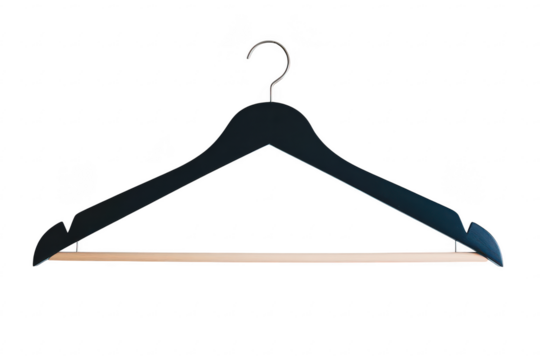 Wooden clothes hanger with natural bar isolated on transparent background
