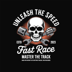 Vintage Skull Racing Emblem Design