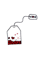 vector illustration of a tea bag fill with love
