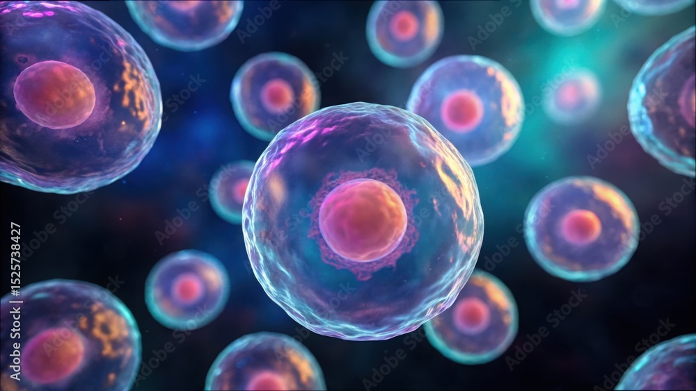 Poster immune cells in a glitch effect abstract background design