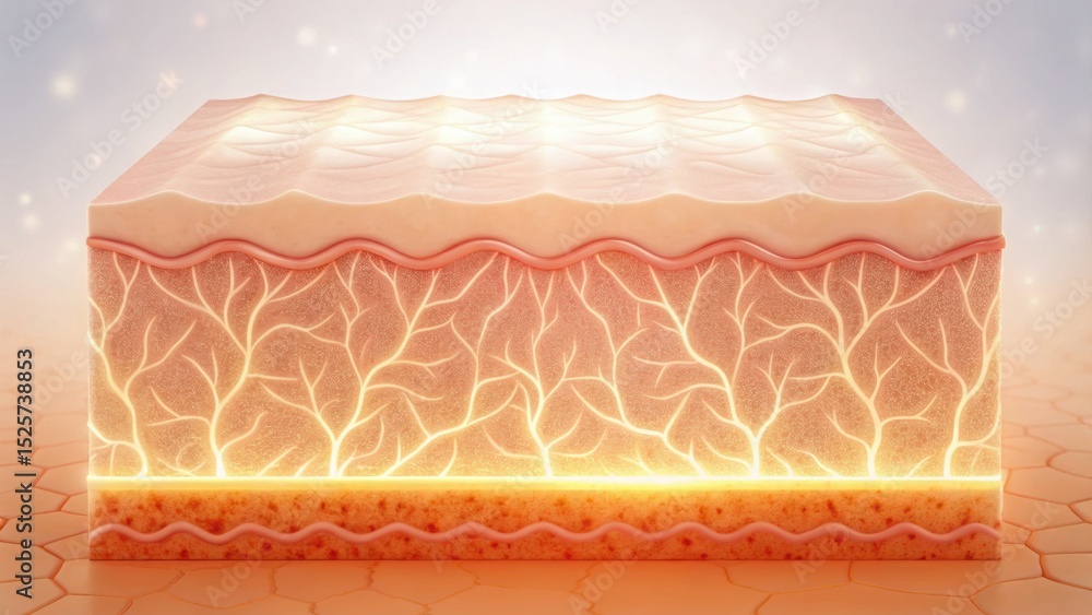 Poster detailed illustration of skin layers with intricate patterns and textures