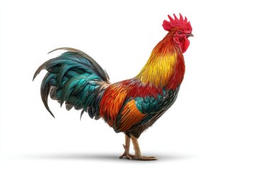 Fototapeta premium Rooster farm bird isolated on white