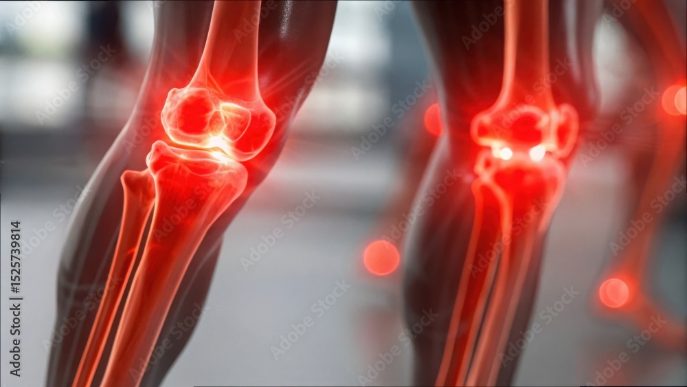 Poster glowing joints in motion with detailed tissue representation