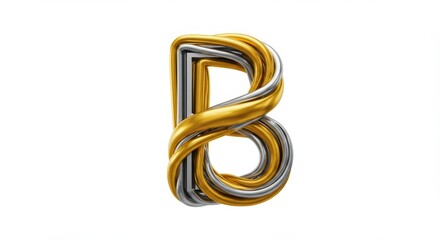 Fototapeta premium Abstract gold and silver letter b