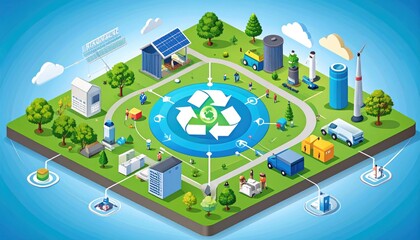 Morphing isometric cycle illustrating stages of digital-era recycling economy
