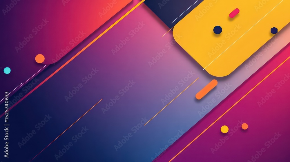 Poster vibrant abstract with a gradient background, diagonal lines, and geometric shapes creates a modern a