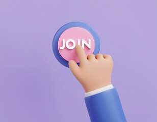 A hand is about to press a button that says JOIN