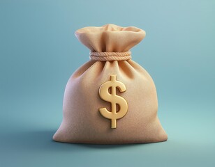A money bag with a golden dollar sign on it