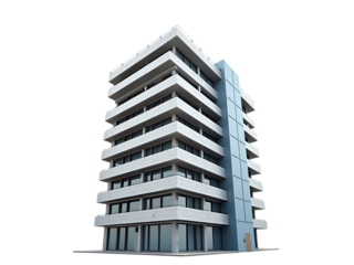 modern high rise apartment building, white background,tower,apartement,flat