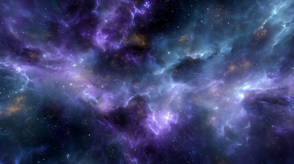 Fototapeta premium Vibrant cosmic landscape of a purple and blue nebula in deep space