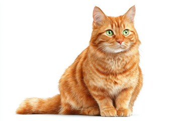 Obraz premium Orange tabby cat sitting on white background