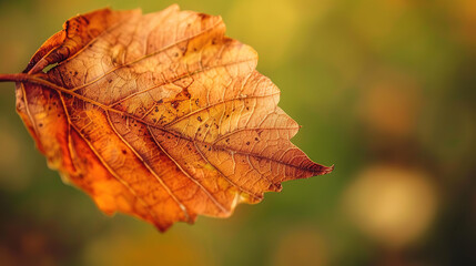 Fototapeta premium Decaying autumn leaf with fungal infection spots and spores, isolated on solid color. Nature cycle, decomposition process, organic matter breakdown, seasonal change concept. 