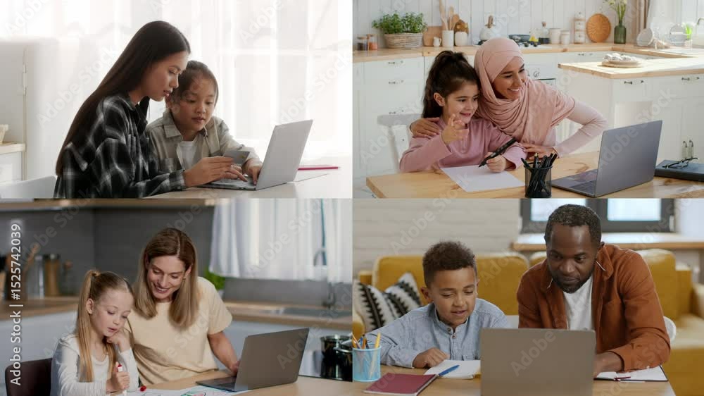 Aufkleber people of various backgrounds engage together using laptops in a bright, contemporary space. they sh
