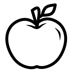 Outline apple icon isolated on white background, suitable for coloring books, educational materials, and vegan or vegetarian logos