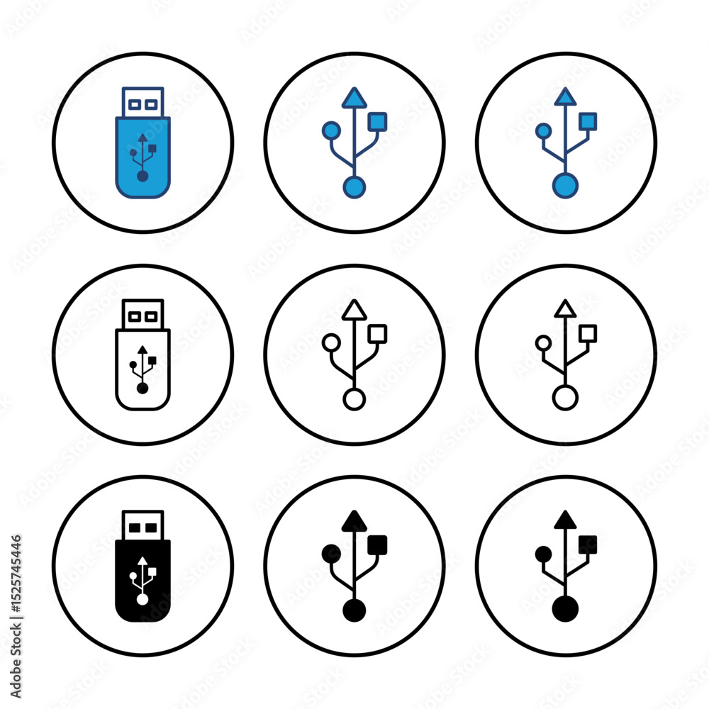 Poster usb icon vector. flash disk icon vector