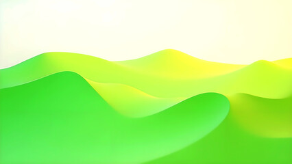 Obraz premium Abstract landscape of vibrant green and yellow undulating hills, suggesting a serene and peaceful environment.