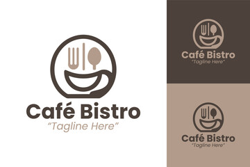 Elegant and Modern Café Bistro Logo with a Coffee Cup and Professional Design