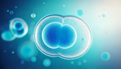 3D Illustration of Microscopic View of Stem Cell Self-Replicating and Proliferating within Body. Cell Division. Medical Illustration. 