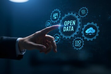 Open data database integration api internet technology concept.Generated AI