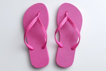 Pink flip flops footwear on white surface