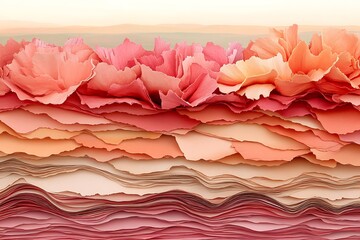 Obraz premium Harmonious layers of peach and coral paper create a textured landscape