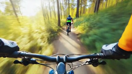 Mountain biking through forest trails - Powered by Adobe