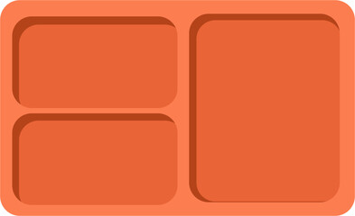 Orange Divided Tray: Rectangular, Square, and Oblong Food Compartments.