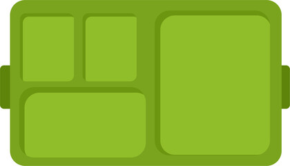 Green Bento Box: Compartmentalized Food Container, Flat Lay.