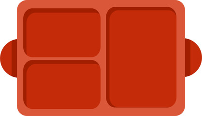 Divided Orange Serving Tray with Rounded Handles, Top View.
