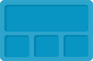 Divided Turquoise Container: Rectangle and Square Compartments, Clean Design.