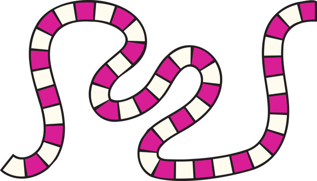 Winding Pink and White Checkered Path Illustration on White.