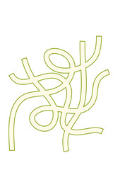 Obraz premium Olive Green Tangled Line Art: Abstract Knot Illustration on White Maze Illustration for Kid Education.