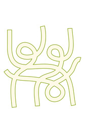 Abstract Intertwined Figures, Olive Green Outline on White Background, Minimalist Design Element.