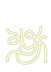 Abstract Olive Green Line Art on White Background.