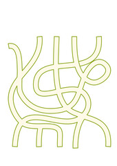 Abstract Pale Green Line Art: Interwoven, Organic Curves on White.